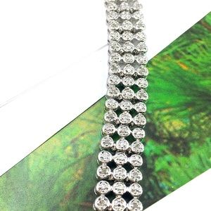 Diamond Accent 3 Row Bracelet in Fine Silver Plate